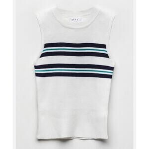 WHITE FAWN Youth Large Stripe Ribbed Sweater Knit Sleeveless Tank Top